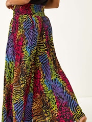 Roman Green Animal Print Wide Leg Palazzo Trousers - Image 3 of 5