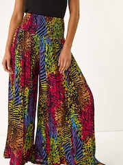 Roman Green Animal Print Wide Leg Palazzo Trousers - Image 4 of 5