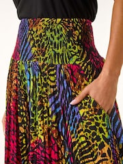 Roman Green Animal Print Wide Leg Palazzo Trousers - Image 5 of 5