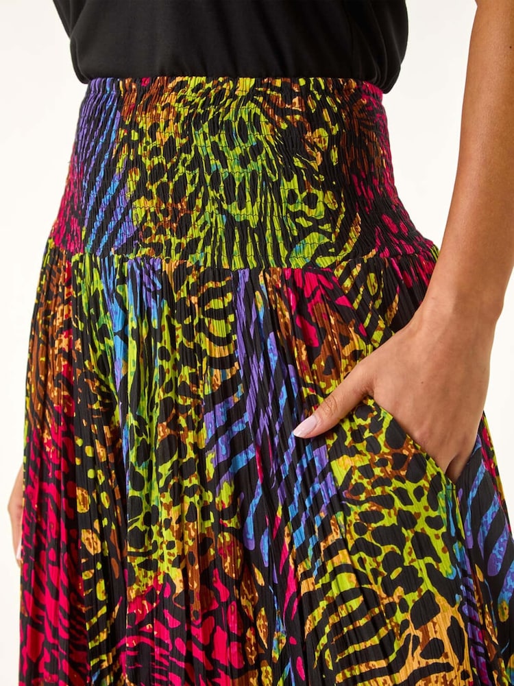 Roman Green Animal Print Wide Leg Palazzo Trousers - Image 5 of 5