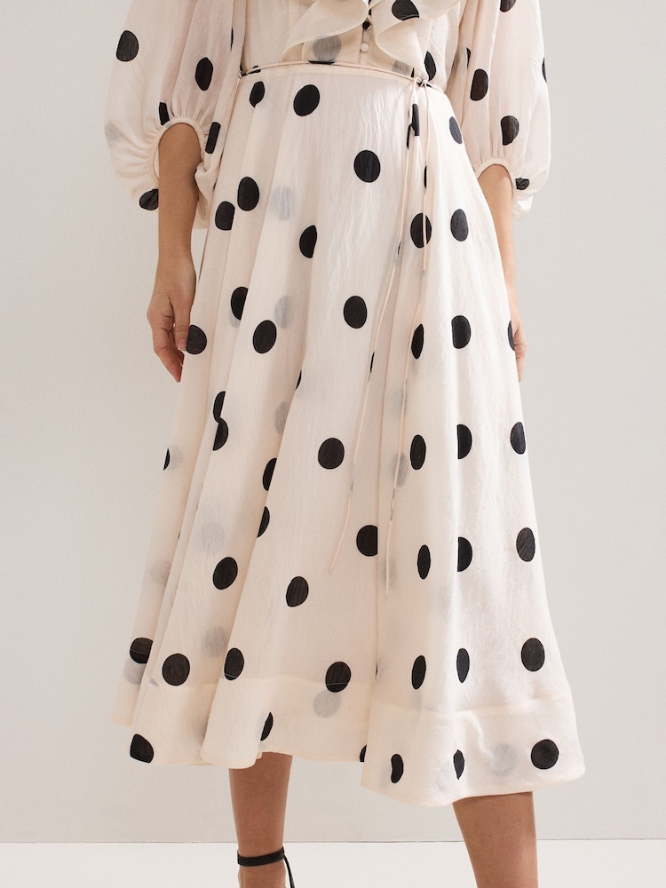 cream spotted dress Petal and Pup Women's Marlie Off Shoulder Mini Dress