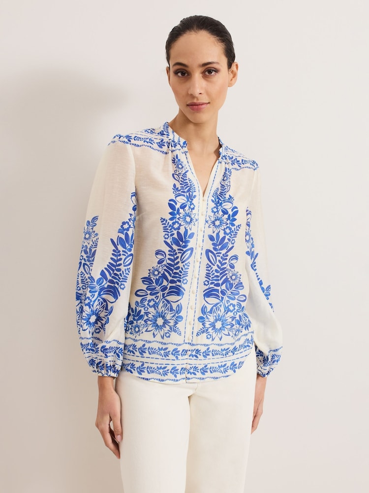 Phase Eight Blue Marisa Blouse - Image 1 of 7