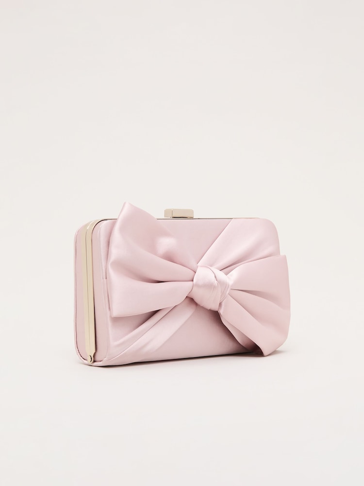 Phase Eight Pink Satin Knot Clutch Bag - Image 2 of 7