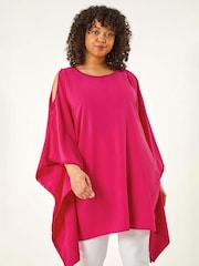 Roman Pink Curve Bobble Trim Hanky Hem Blouse - Image 1 of 5