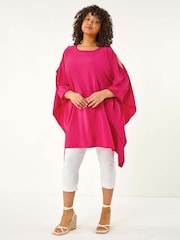 Roman Pink Curve Bobble Trim Hanky Hem Blouse - Image 2 of 5