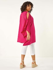 Roman Pink Curve Bobble Trim Hanky Hem Blouse - Image 3 of 5