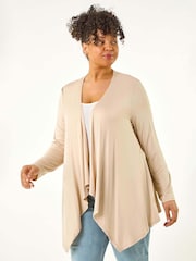 Naravni - Roman Curve Waterfall Longline Cardigan - Slika 1 iz 5