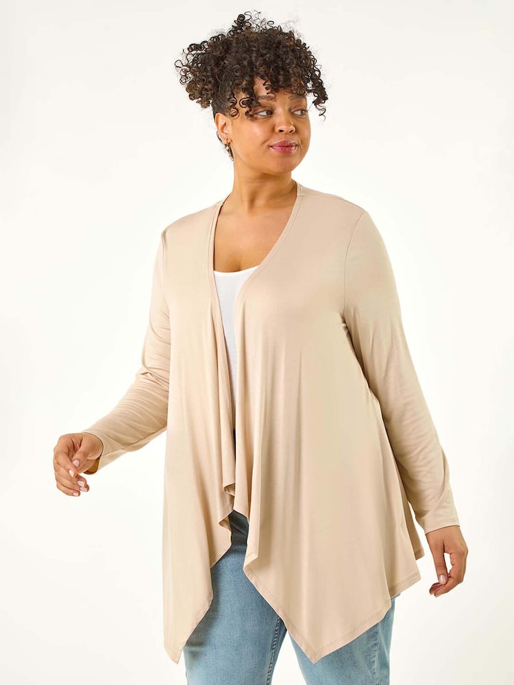 Naravni - Roman Curve Waterfall Longline Cardigan - Slika 1 iz 5