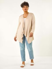 Naravni - Roman Curve Waterfall Longline Cardigan - Slika 2 iz 5