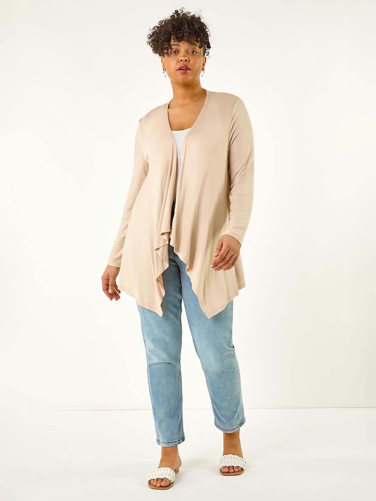 Naravni - Roman Curve Waterfall Longline Cardigan - Slika 2 iz 5