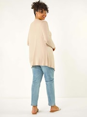 Naravni - Roman Curve Waterfall Longline Cardigan - Slika 3 iz 5