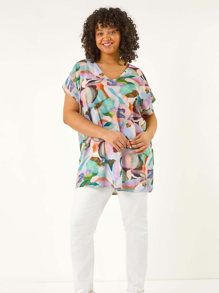 Roman Purple Curve Abstract Print Blouse - Image 2 of 5