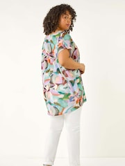 Roman Purple Curve Abstract Print Blouse - Image 3 of 5