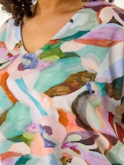 Roman Purple Curve Abstract Print Blouse - Image 5 of 5