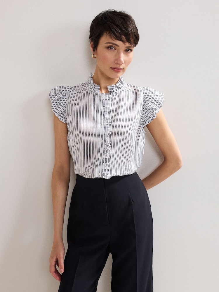 Phase Eight Blue Ariana Stripe Shirt - Image 1 of 7