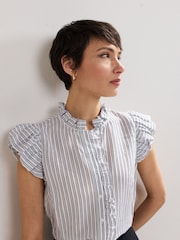 Phase Eight Blue Ariana Stripe Shirt - Image 5 of 7