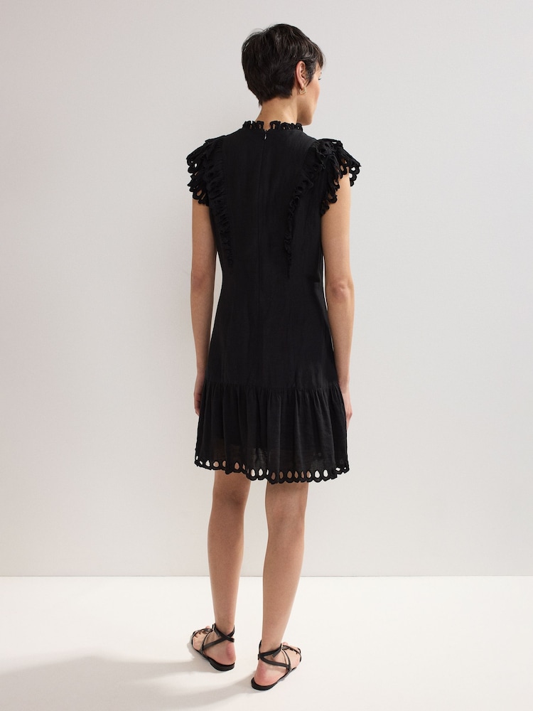 Phase Eight Black Petite 100% Cotton Asa Floral Dress - Image 2 of 7