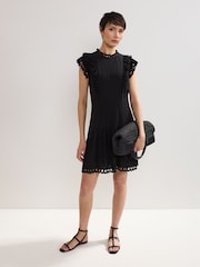 Phase Eight Black Petite 100% Cotton Asa Floral Dress - Image 3 of 7