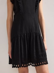 Phase Eight Black Petite 100% Cotton Asa Floral Dress - Image 6 of 7
