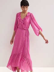 Phase Eight Pink Araminta Wrap Dress - Image 4 of 7