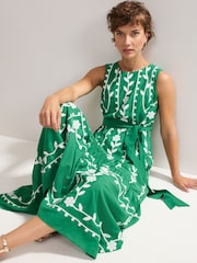 Phase Eight Green Ida Floral Print Dress - Image 6 of 7