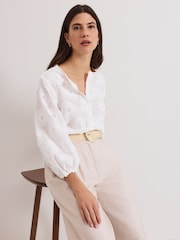 Phase Eight White Daisy Poplin Blouse - Image 4 of 7