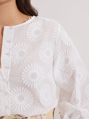 Phase Eight White Daisy Poplin Blouse - Image 5 of 7