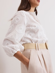 Phase Eight White Daisy Poplin Blouse - Image 6 of 7