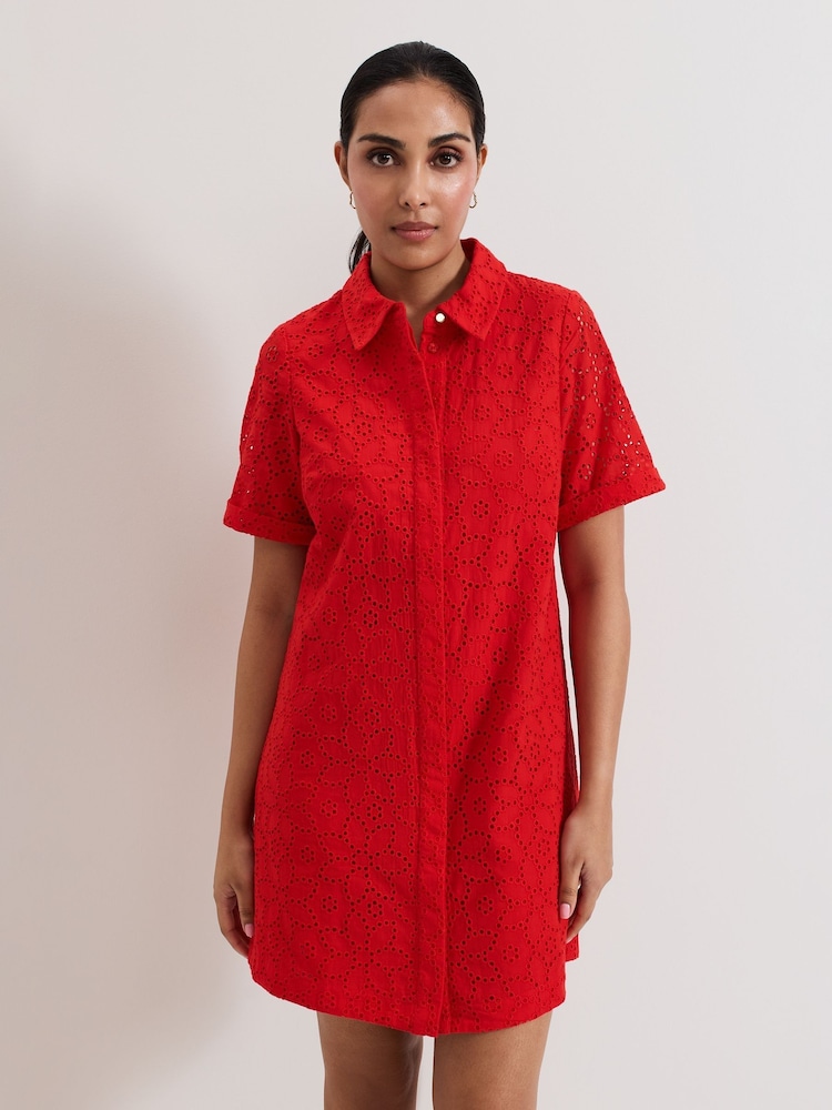 Phase Eight Red Petite Nicky 100% Cotton Shirt Dress - Image 1 of 6