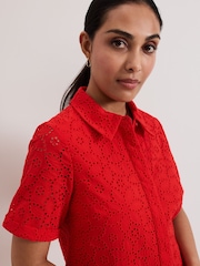 Phase Eight Red Petite Nicky 100% Cotton Shirt Dress - Image 4 of 6