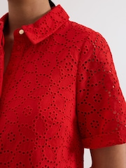 Phase Eight Red Petite Nicky 100% Cotton Shirt Dress - Image 5 of 6