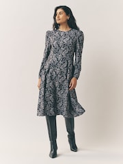 Laura Ashley Black Lloyd Long Sleeve Lloyd Dress - Image 1 of 6