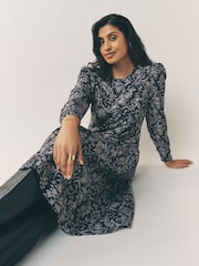 Laura Ashley Black Lloyd Long Sleeve Lloyd Dress - Image 2 of 6