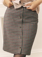 Laura Ashley Brown Dogtooth Check Mini Skirt with Wool - Image 5 of 5