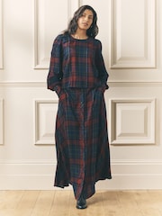 Laura Ashley Red/Green Viscose Check Co-ord Maxi Skirt - Image 1 of 4