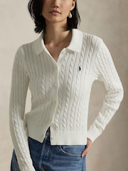 Polo Ralph Lauren White Cable Knit 100% Cotton Cardigan - Image 4 of 4