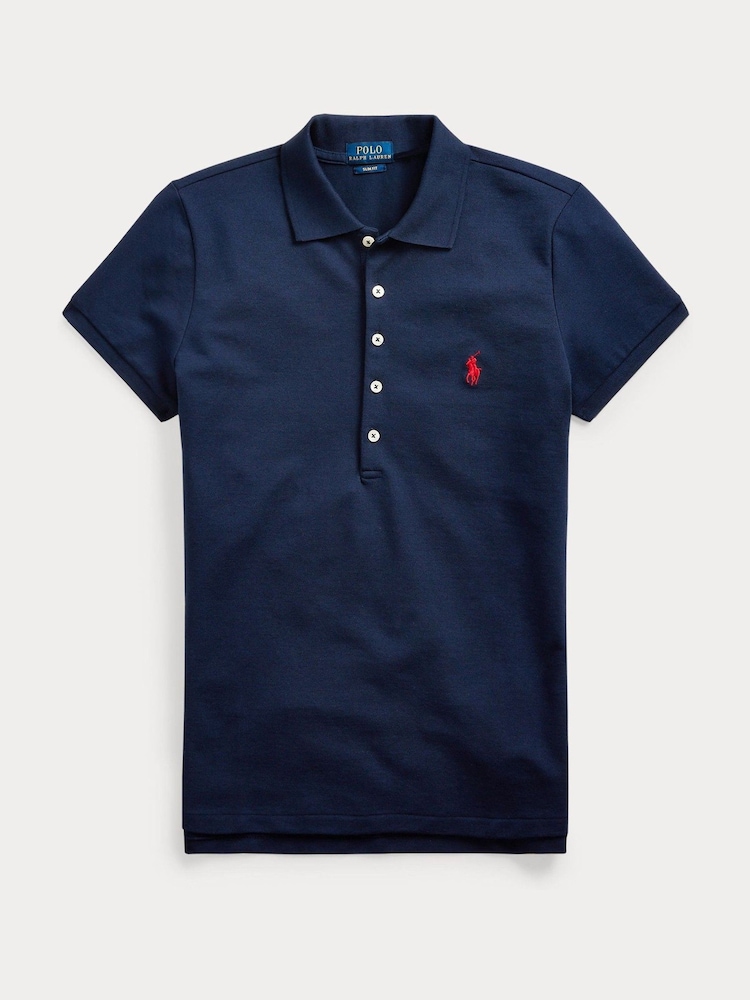 Polo Ralph Lauren Blue Slim Fit Stretch Polo Shirt - Image 5 of 5