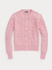 Polo Ralph Lauren Pink Cable Knit Crewneck 100% Cotton Cardigan - Image 5 of 5