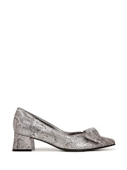 Naturalizer Wide Fit Silver Mavis Block Heel Court Shoes - Image 1 of 6