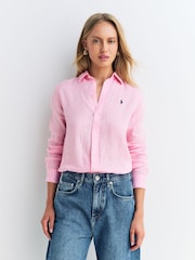 Polo Ralph Lauren Pink Classic Fit 100% Linen Shirt - Image 1 of 5