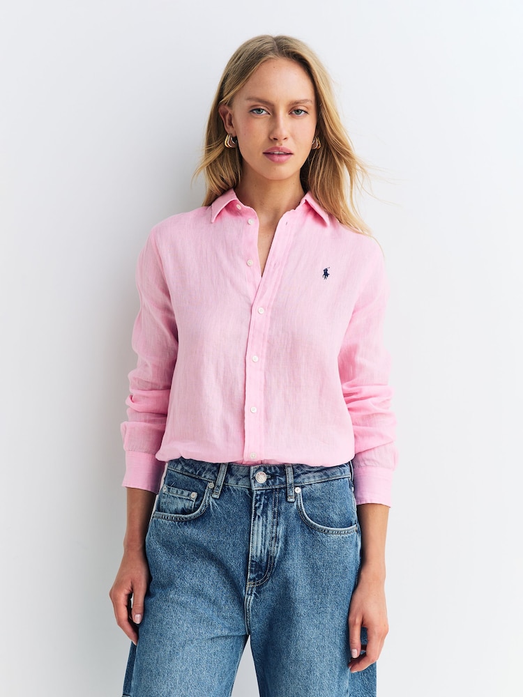 Polo Ralph Lauren Pink Classic Fit 100% Linen Shirt - Image 1 of 5