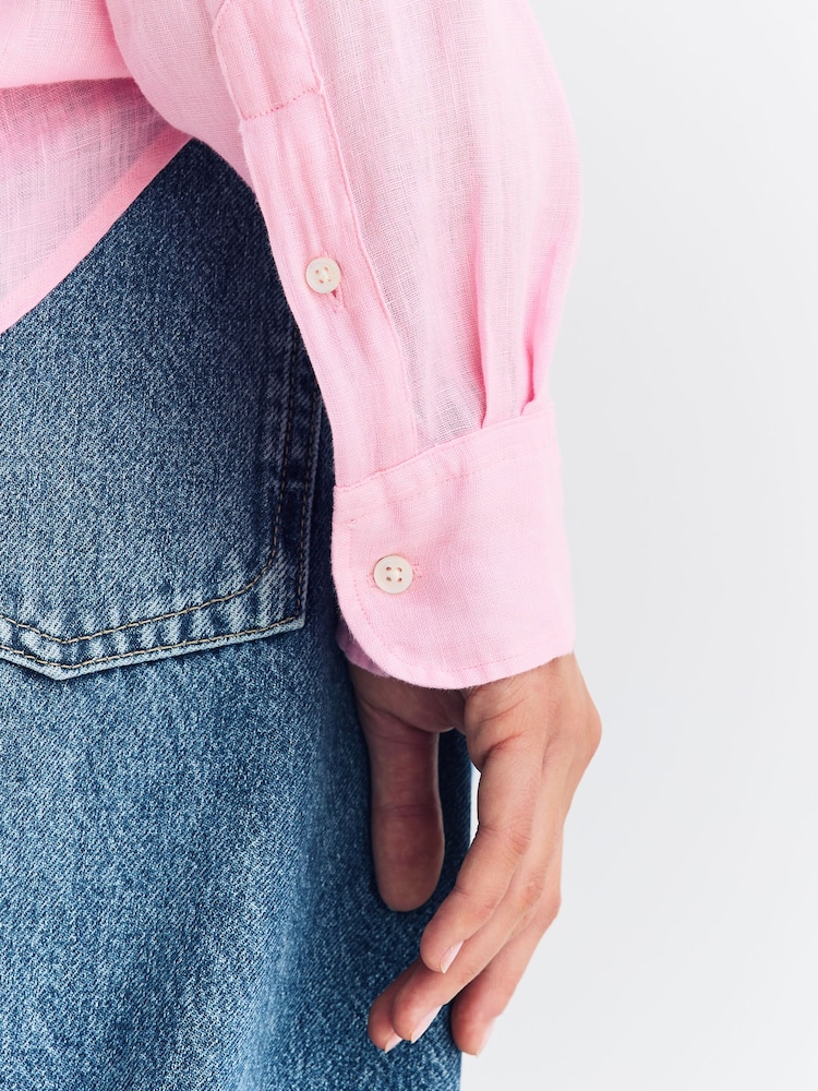 Polo Ralph Lauren Pink Classic Fit 100% Linen Shirt - Image 5 of 5
