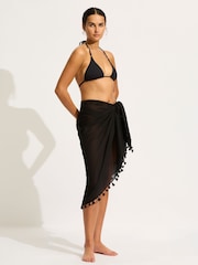 Seafolly Beach Edit 100% Cotton Black Coverup - Image 1 of 2