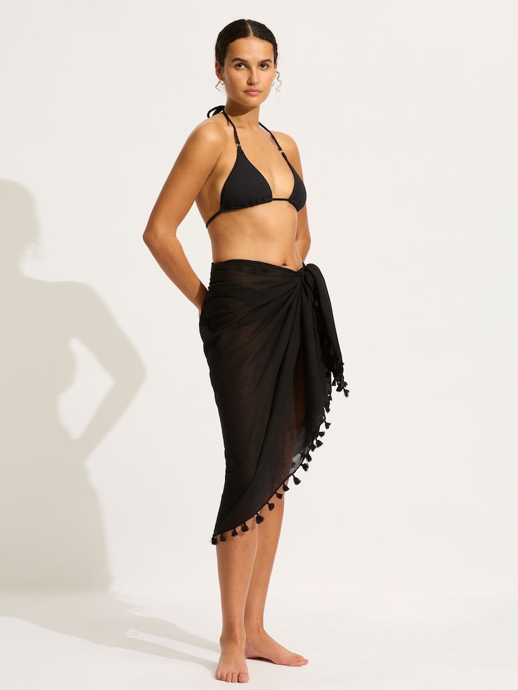 Seafolly Beach Edit 100% Cotton Black Coverup - Image 1 of 2