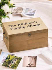 Personalised Treasured Memories Wooden Photo Box by Dibor - Image 1 of 5