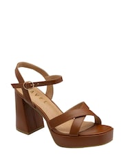 Ravel Brown Open Toe Platform Sandals - Image 1 of 4