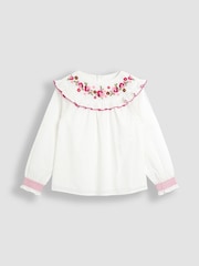JoJo Maman Bébé White Embroidered Blouse & Jeans Set - Image 2 of 9