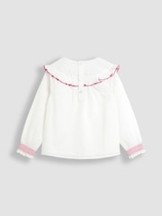 JoJo Maman Bébé White Embroidered Blouse & Jeans Set - Image 3 of 9