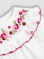 JoJo Maman Bébé White Embroidered Blouse & Jeans Set - Image 8 of 9