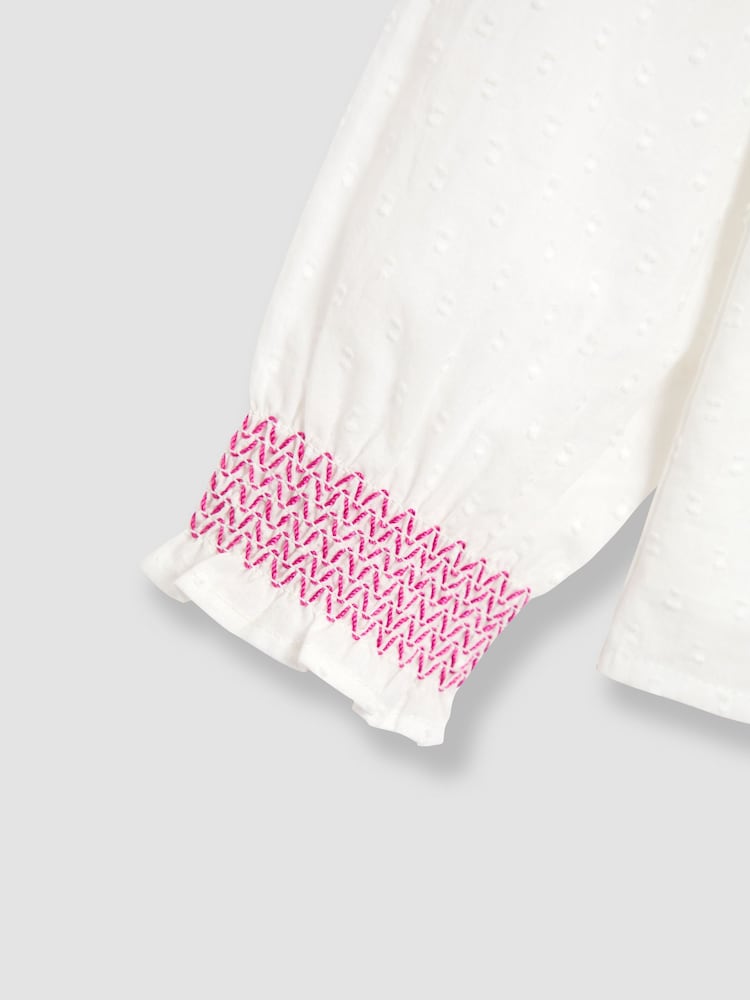JoJo Maman Bébé White Embroidered Blouse & Jeans Set - Image 9 of 9